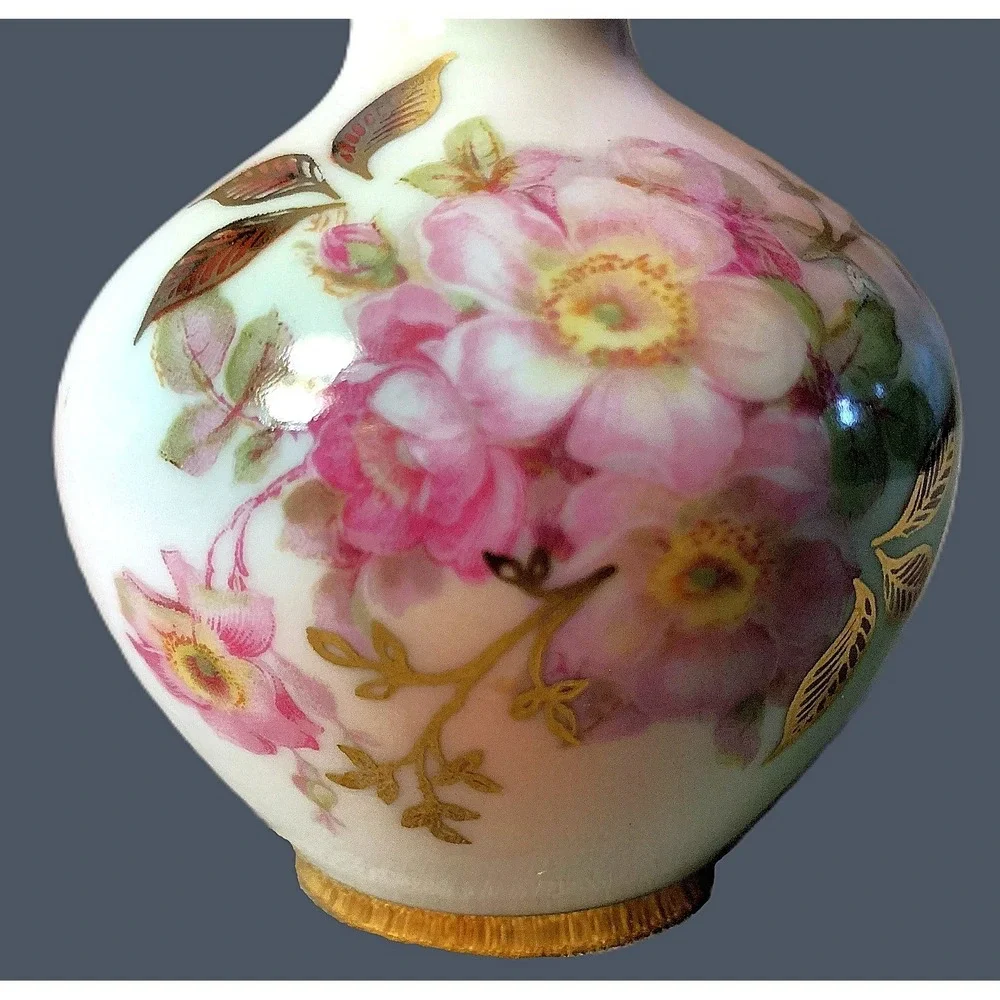 Antique Petite Cabinet Vase - Wild Rose - Bavaria Schumann Arzberg Germany